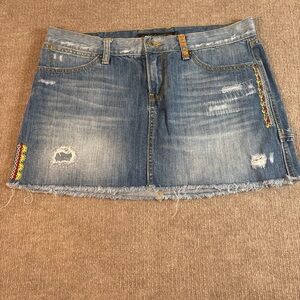 Denim Mini Skirt with Embroidered Accents 1263